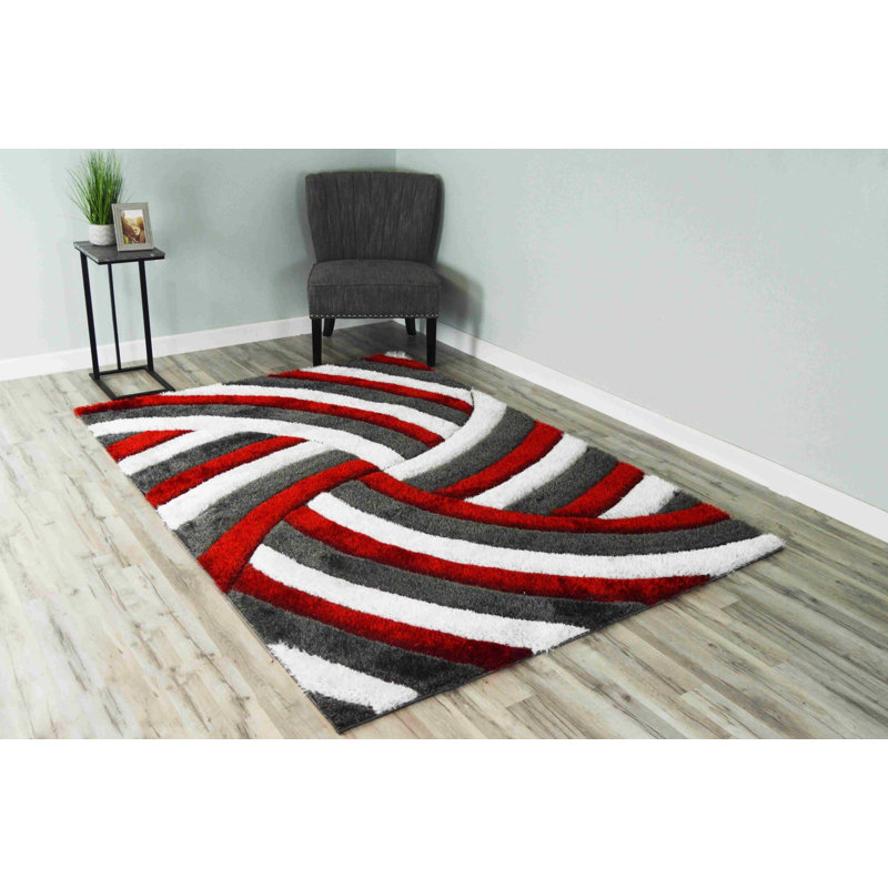 Modern Arriola Shag Abstract Geometric Rug For Living Room Bedroom, Runner 2'7" x 7'10"