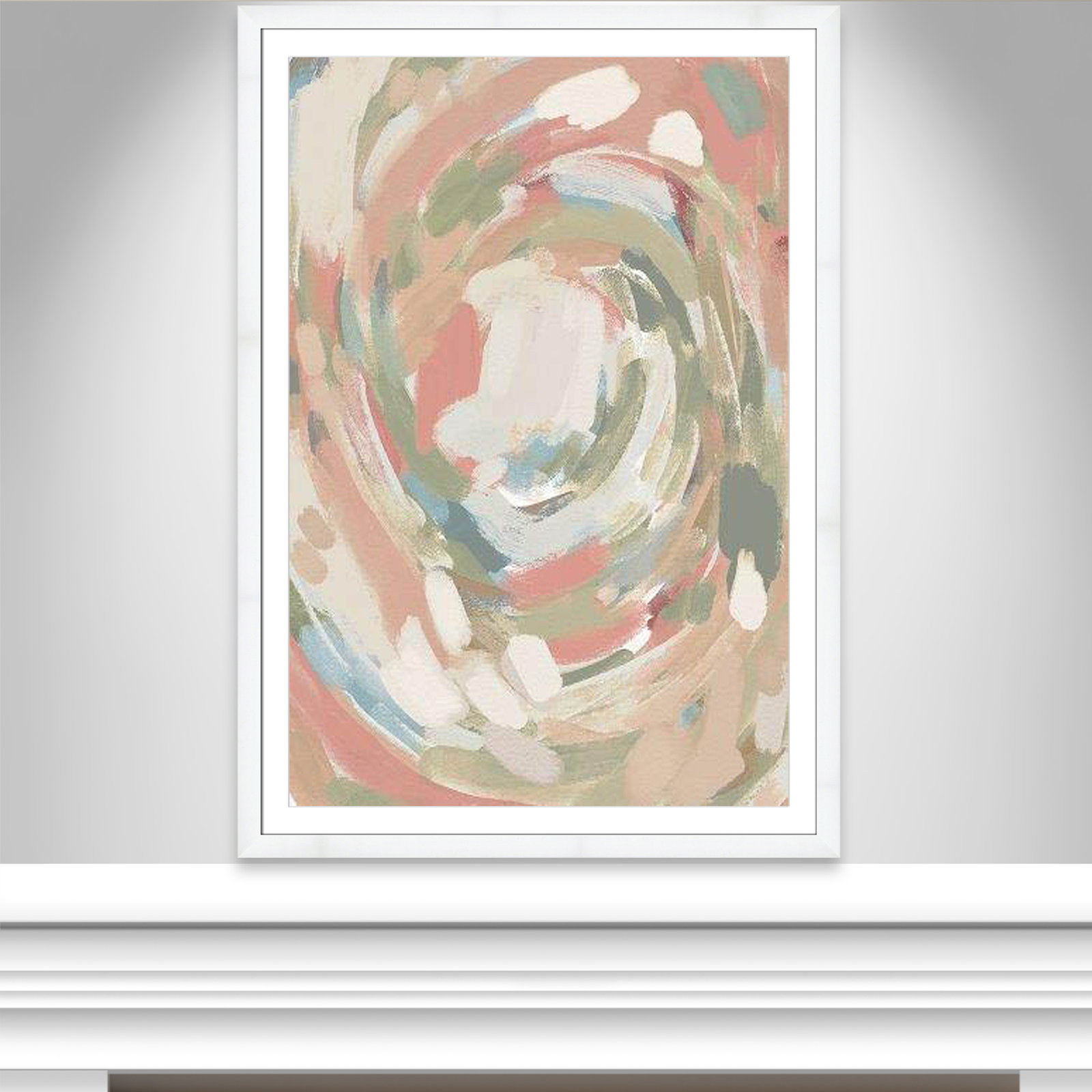 Carmelo Abstract Energy Spring Colors Framed On Paper by Leah Straatsma Print, White Cube Frame Matted