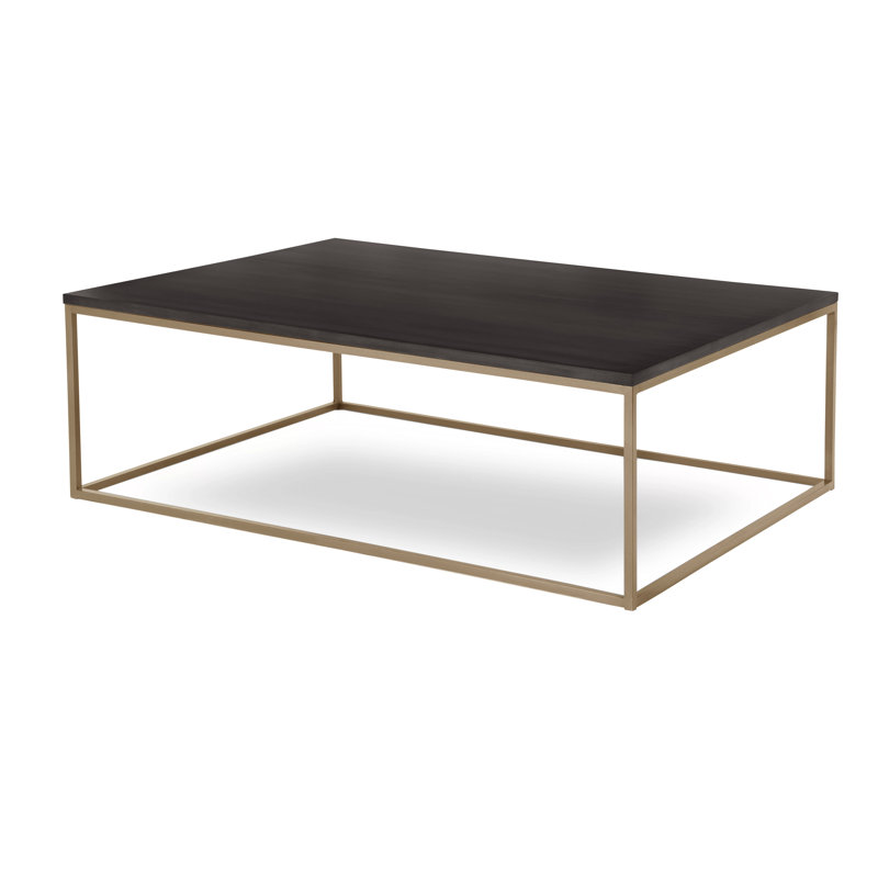Chaplin Solid Wood Top Coffee Table, Champagne, Saddle