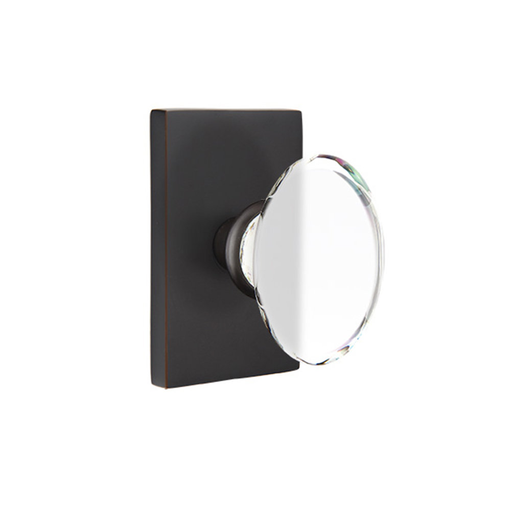 Emtek Dummy Knobset w/ Rectangular Rosette and Hampton Glass Knob Emtek