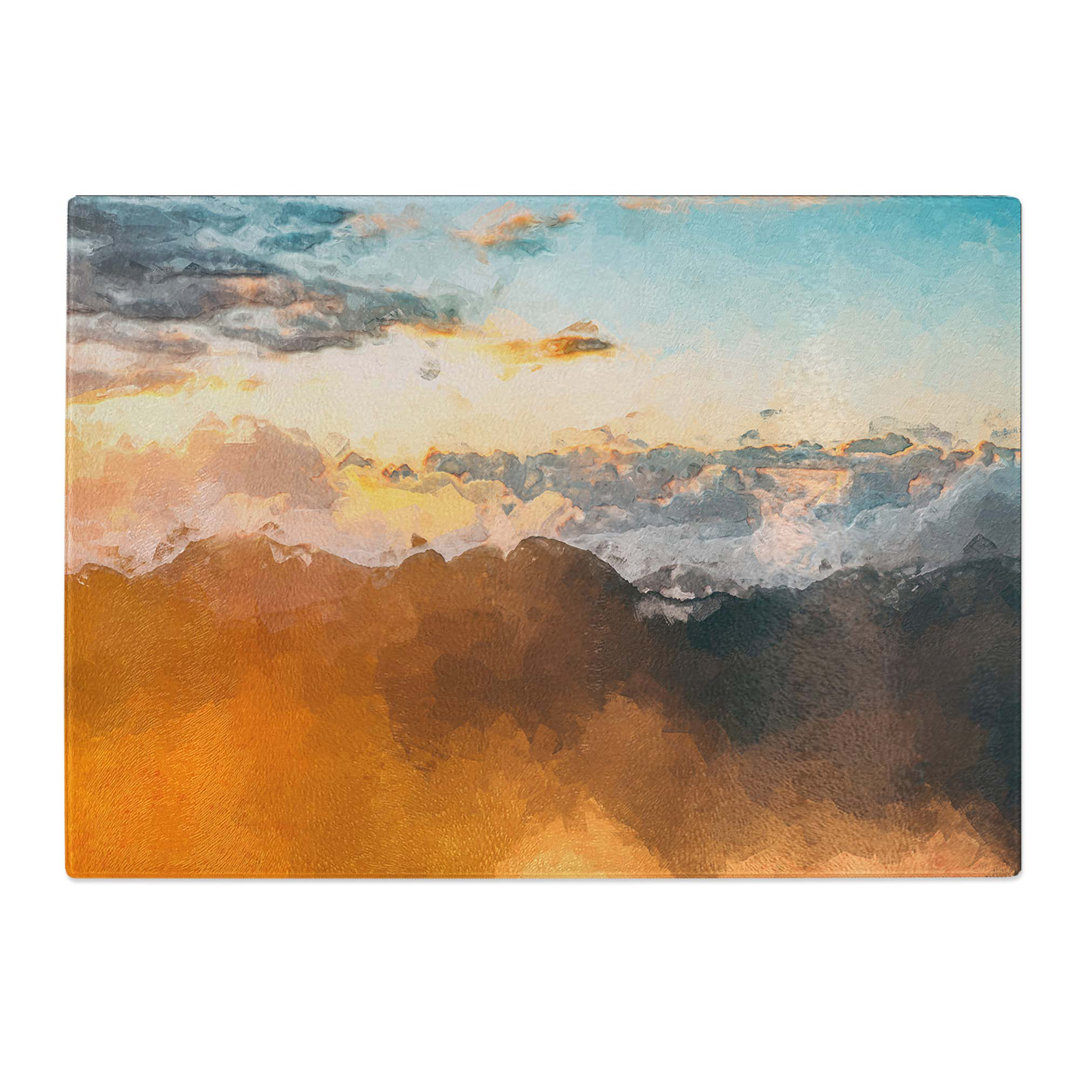 Tempered Glass Clouds Above the Mountains Chopping Board