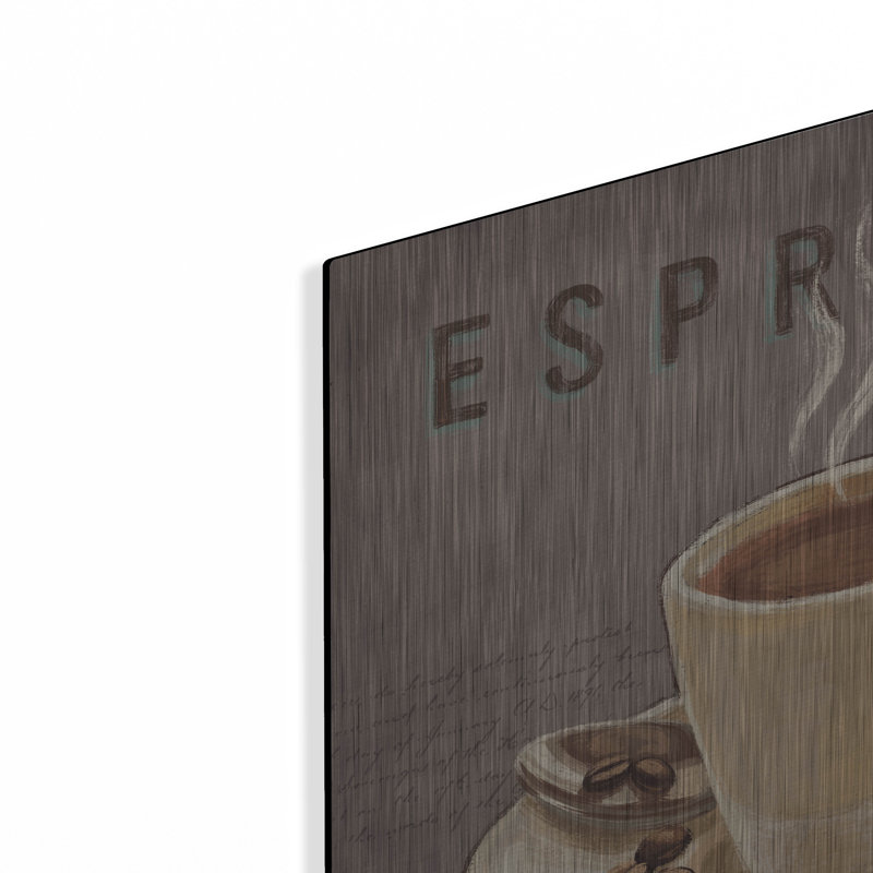 Art mural en métal Winston Porter «Coffee And Co 3 Teal and Gray» par Janelle Penner, H 24 po x l 24 po