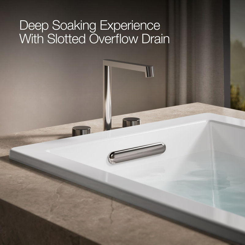 Whirlpool Bath with Reversible Drain, White