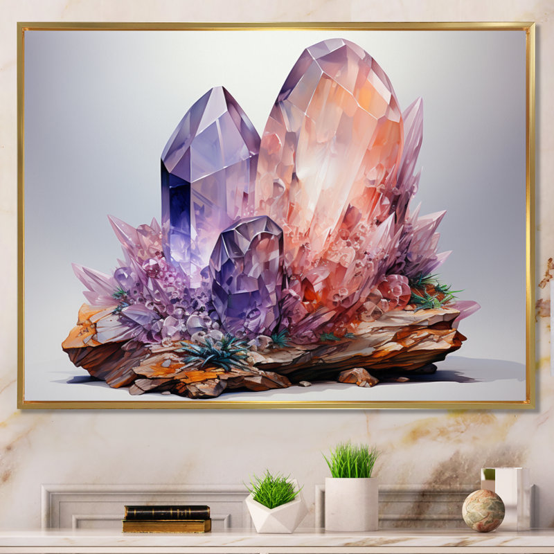 «Jaka Purple Spiritual Stone Moonstone II», reproduction sur toile, Cadre flottant doré, H 16 po x l 32 po x P 1 po