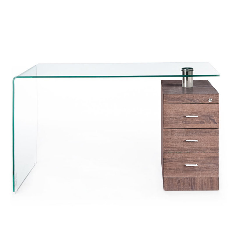 Damore Glass Solid Wood Writing Desk, Wood