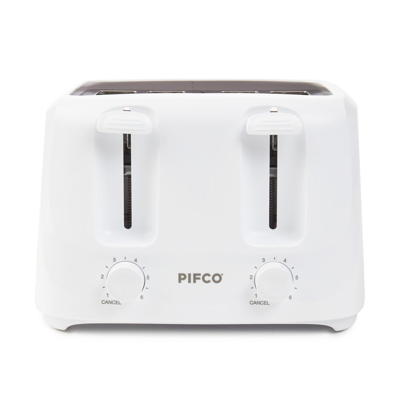 Essentials White Toaster 4 Slice - Dual Control With 6 Browning Levels & Anti-Jam Function - Easy To Clean With Removable Crumbs Tray 1400W