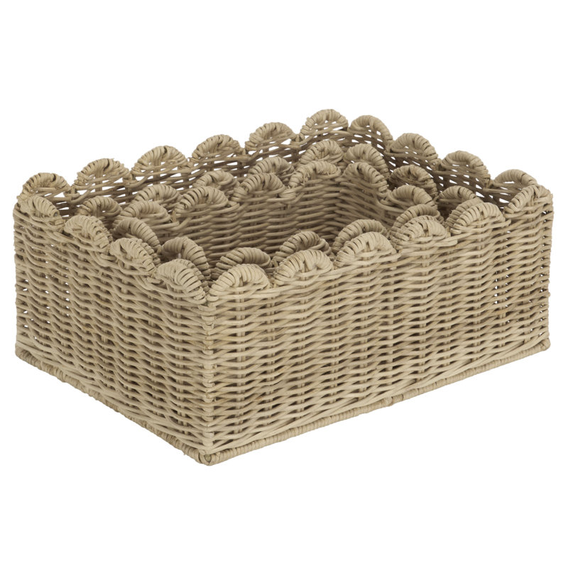 Ensemble de 3 paniers festonnés Erna, Clair naturel