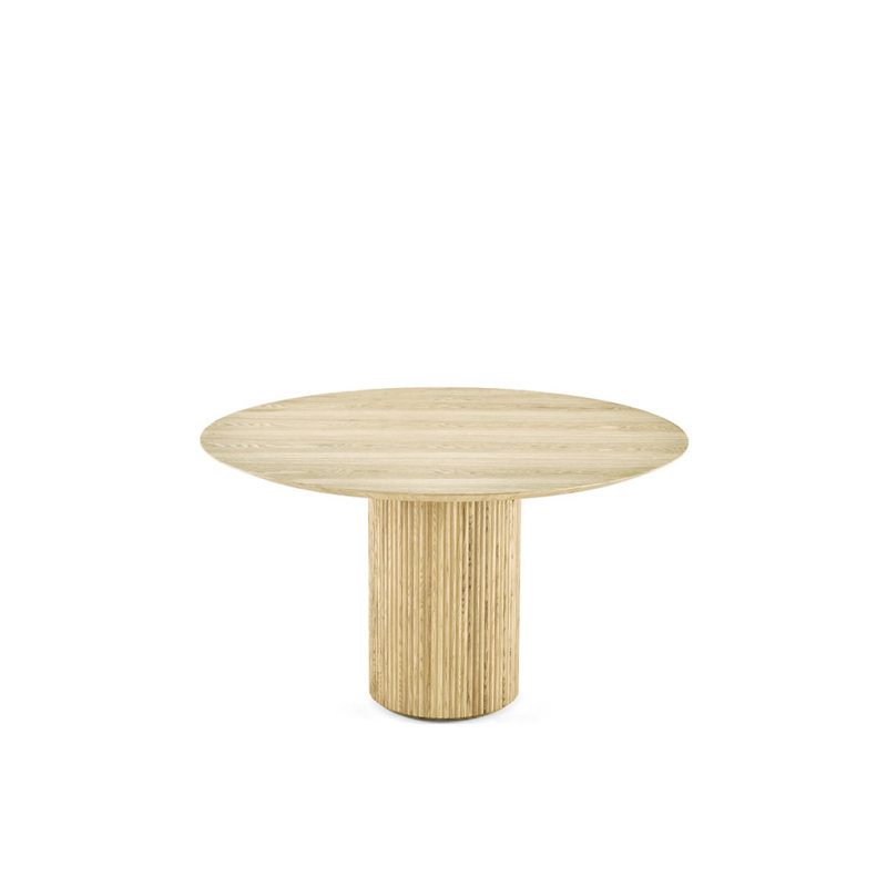 Table de salle à manger ronde en bois naturel cannelé