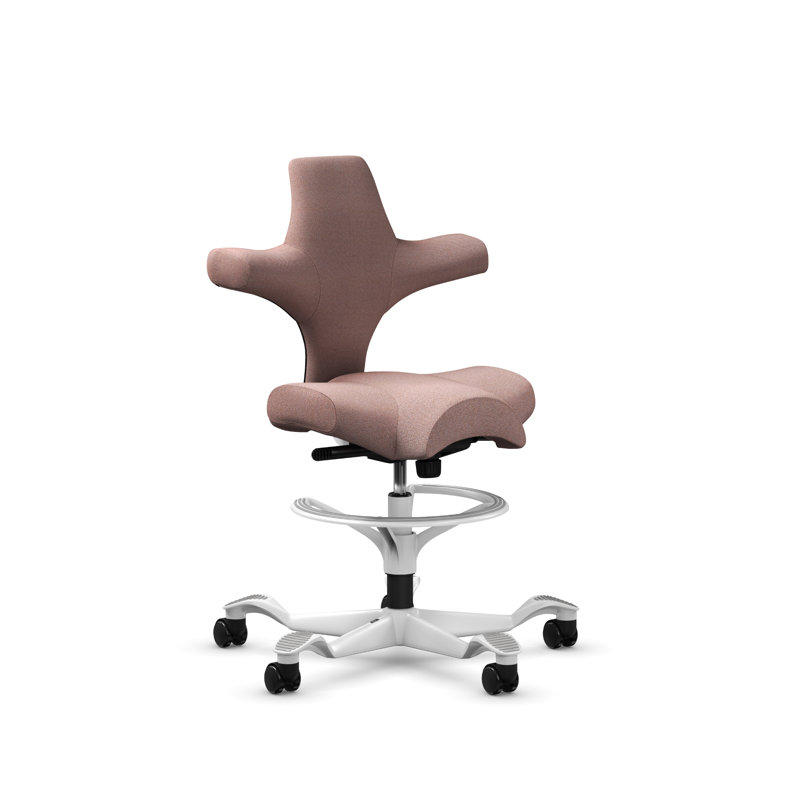 Fauteuil réglable en hauteur avec repose-pieds HœG Capisco, Blanc, Rosé  