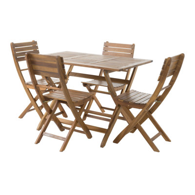 Outdoor 5-Pieces Acacia Wood Dining Set