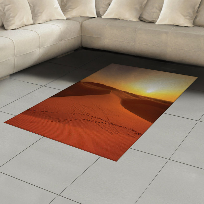 Desert High Density Long Fiber Poly Threads Decorative Area Rug Carpet, Rectangle 4' x 5'8"