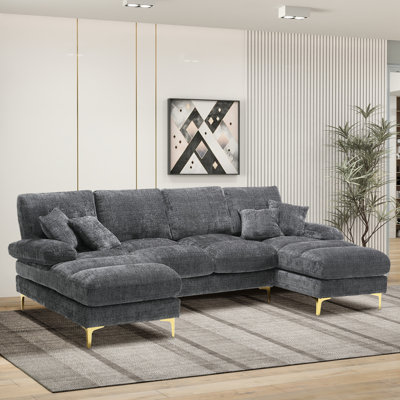 114Inch Chenille Symmetrical Sofa  Chaise