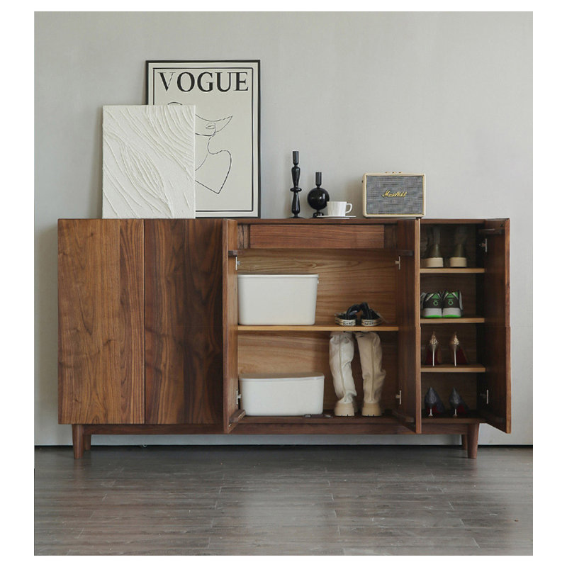 Modern minimalist black walnut shoe cabinet