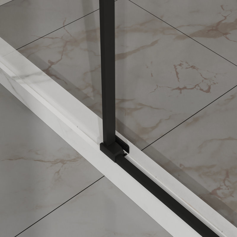 48" W X 72" H Semi- Shower Door, 1/4" (6mm) Thick Tempered Clear Glass, Easy, Matte Black Stainless Steel, Reversible Design, Waterproof Seal, Quiet Slide For Bathroom 6mm Glass Modern Steel