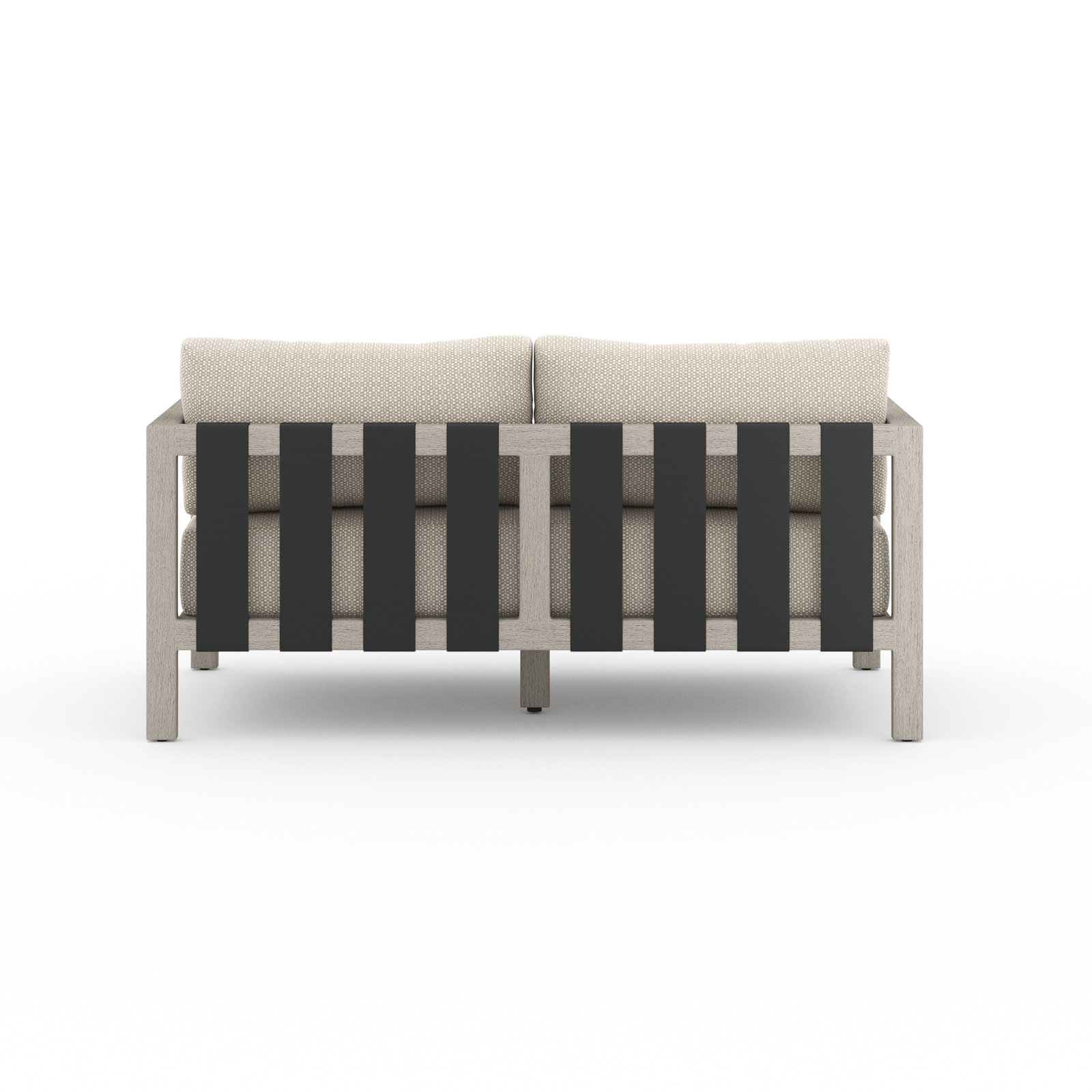 Cavani 59.75'' Wide Teak Loveseat with Cushions, Faye Sand, Weathered Gray