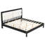 Structure de lit plateforme en bois massif de très grande taille avec tête de lit tapissier en velours beige, noir, aucun sommier tapissier requis-1922603836-1922603839