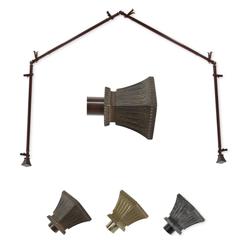 Tringle à rideaux simple ajustable pour fenêtre de 0,81 po Reanna (4 côtés), Cacao, 18 po à 28 po (chaque côté)