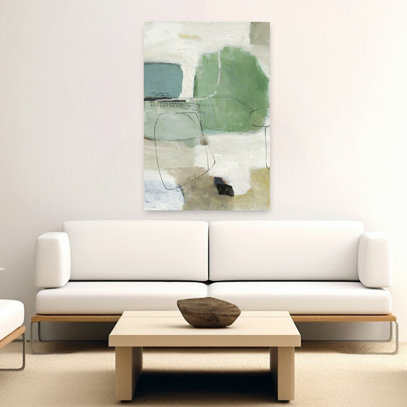 Green Azure Abstract Geometric Modern Art, 60" H x 40" W