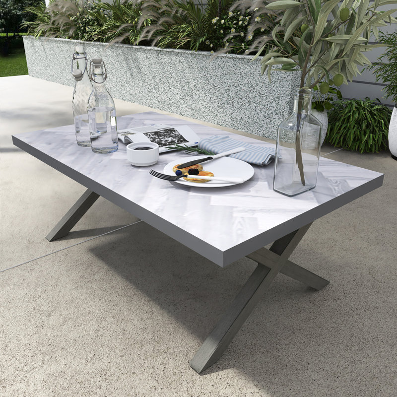Table d'appoint d'extérieur rectangulaire en aluminium, Gris foncé