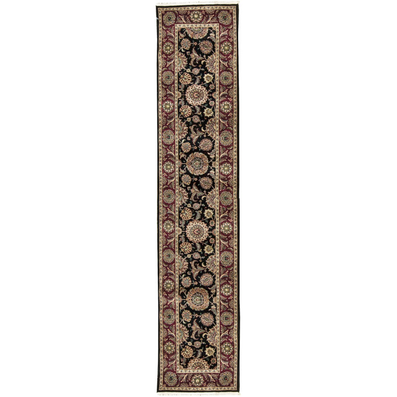 Manchuria Wool Oriental Area Rug in Black/Wine