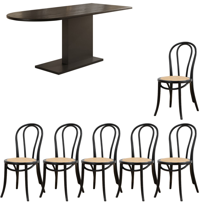 Ensemble de table à manger en bois massif de style français rétro., 9, H 29,5 po x L 86,6 po x l 35,4 po