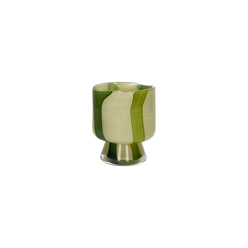 Vase en verre Alexes 3,9 po, H 4,72 po x l 3,93 po x P 3,93 po, Olive