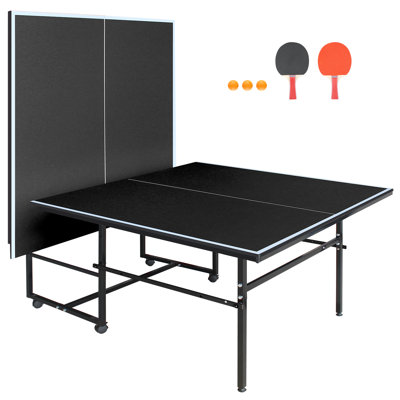 Ensemble de tennis de table pliable de taille moyenne avec filet, 2 raquettes et 3 balles