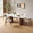 71" Modern Oval Dining Table for 6 Persons, Glossy Sintered Stone White Table top-2000919322