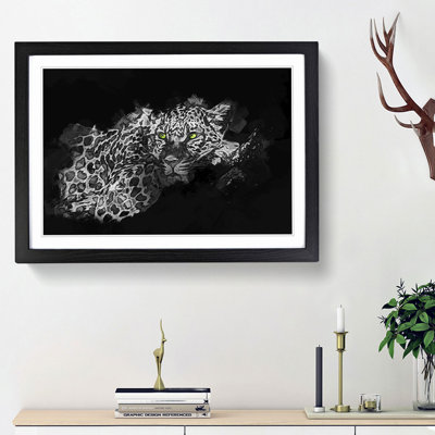 Leopard with Green Eyes High in Abstract - Picture Frame Graphic Art Print