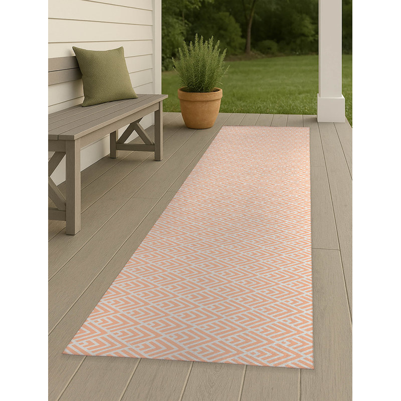 Chevron Spike Non-Slip Outdoor Rug, Runner 2'6" x 8'