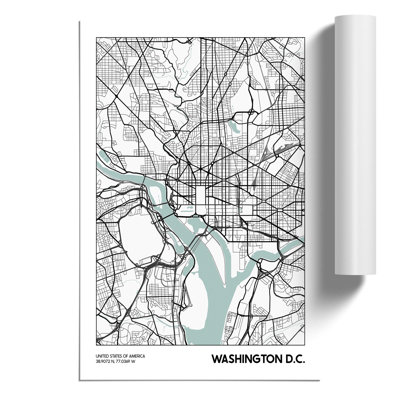 Map Washington DC USA - Unframed Graphic Art