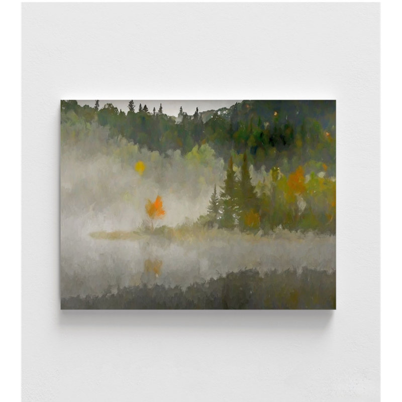 «Misty Isle» par Kim Curationa, art mural pour salle de jeux pour enfants, reproduction encadrée de chalet de forêt, affiche d'art de grande forêt Listy