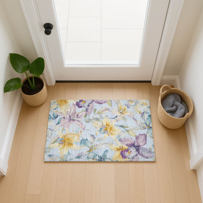 Tapis floral intérieur / extérieur lavable à la machine London ACN2262