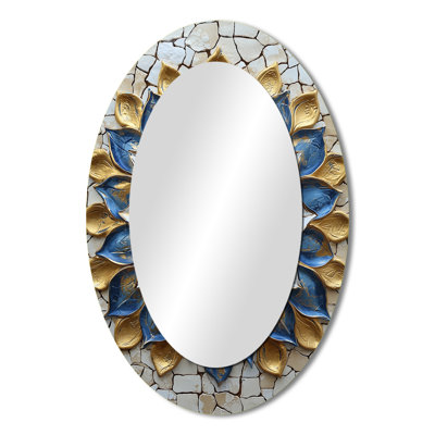 Morocco In Gold And Blue Tones - Gold Traditional Oval Wall Mirror
