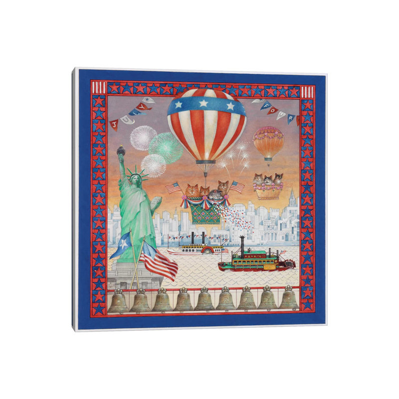 July 4th With Lesley's Cats by Ivory Cats - Wrapped Canvas Print, 30.48 cm H x 30.48 cm W