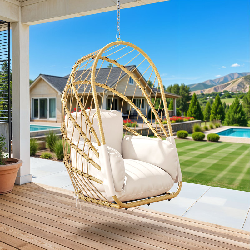 Maaseiah 1 Person Egg Chair, White/Oak, Beige
