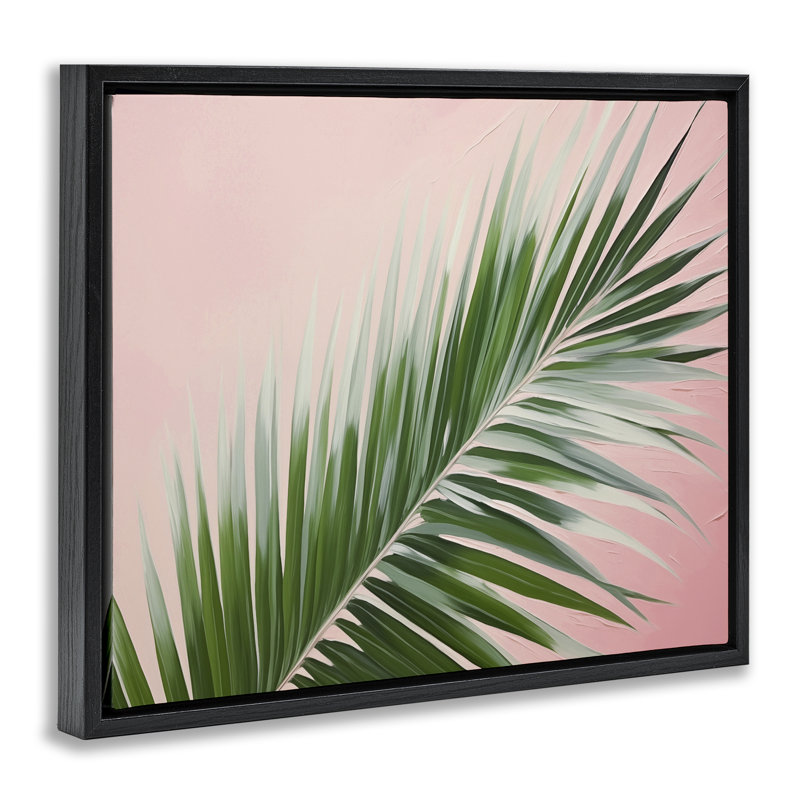  "Wispy Palm Leaf", art mural sur toile flottante par Arlington Prints, H 17 po x l 21 po, Cadre flottant noir de jais