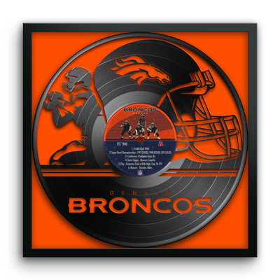 Disque vinyle NFL Denver Broncos, impression encadrée 13" x 13".