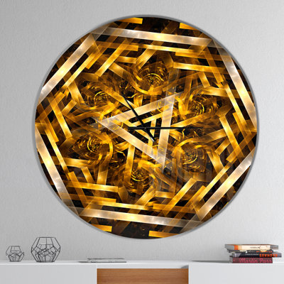 Horloge murale Fractal 3D Yellowish Hexagon
