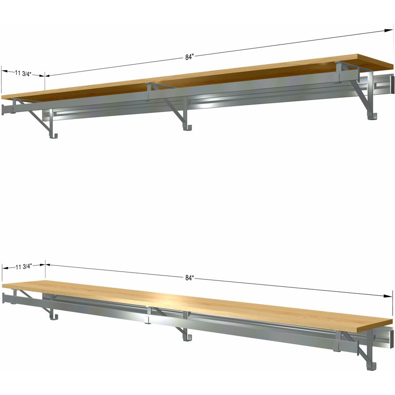 Système d'organisation avec barres à vêtements et deux tablettes, Érable, H 8,5 po x l 84 po x P 11,75 po
