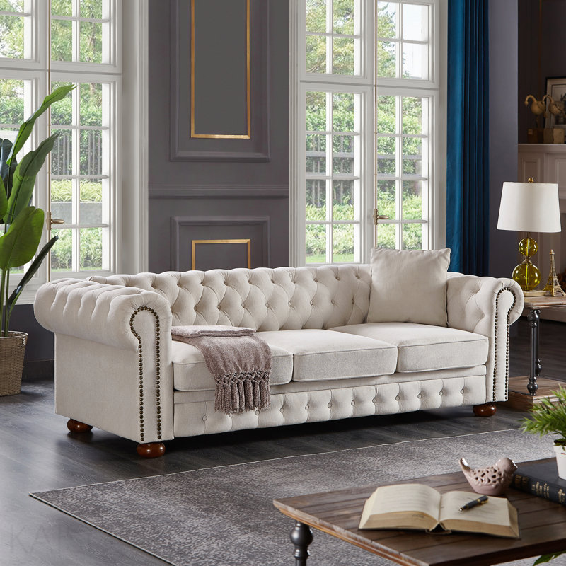 Canapé en tissu de lin beige (beige), Beige