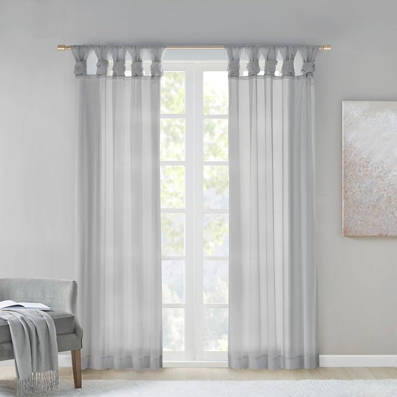 Paire de fenêtres transparentes Twist Tab, L 50 po x L 63 po, Gris clair
