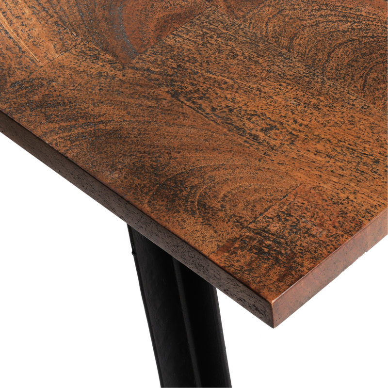 Mango Wood And Iron Dining Bench, Modern Industrial Style, Construction, Brown, 53.38” X 13.47” 17.72 Handcrafted & Flair, Long-Lasting, 53.38”W 13.47”D 17.72”H, Brown