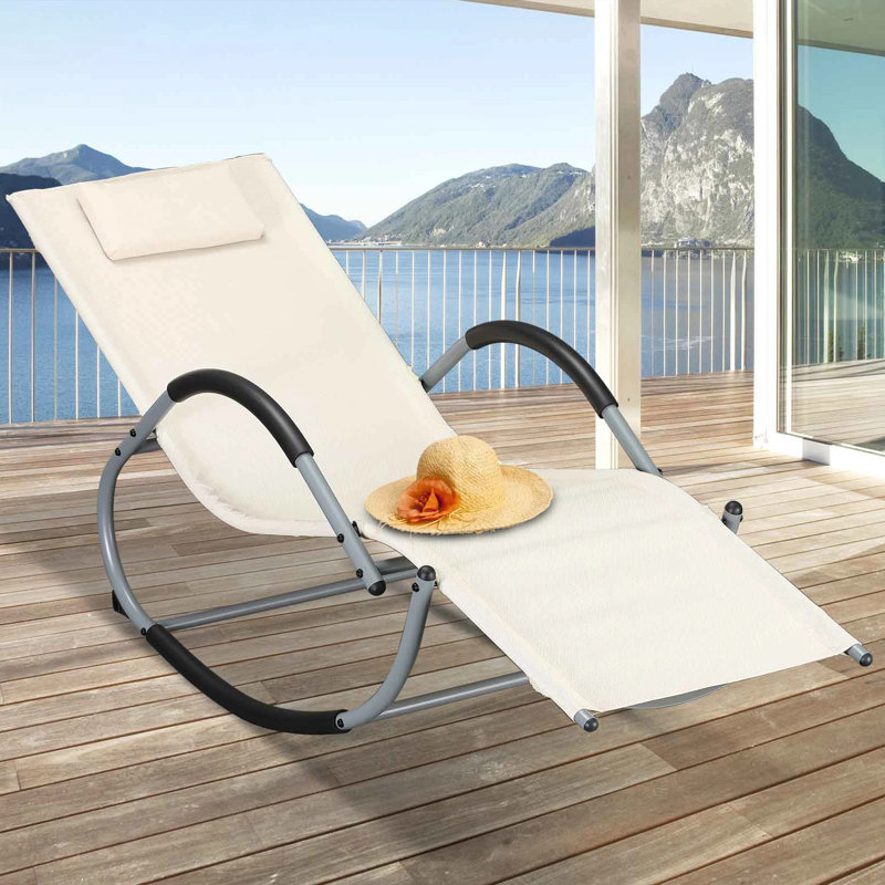 Chaise longue simple 63 po Dashia, Beige, Gris/noir