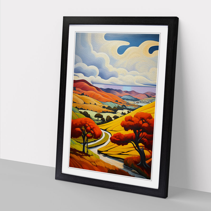 Landscape Deco - Single Picture Frame Print on Wood, Black, 34cm H x 25cm W x 2cm D