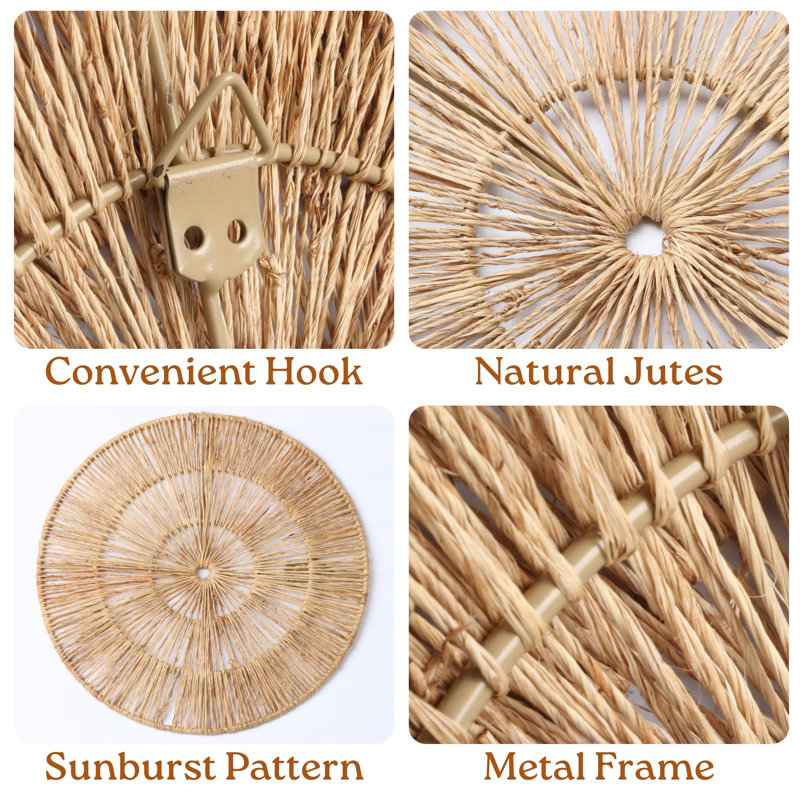 Set of 6 Large Woven Jute Wall Decor Baskets