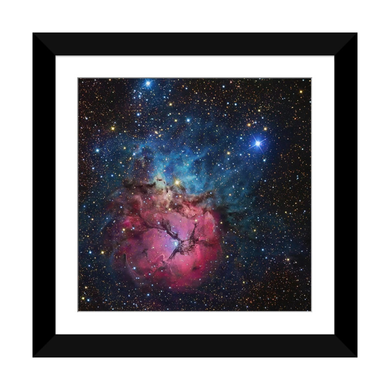 « the trifid nebula (ngc 6514) » par r. jay gabany, impression sur toile tendue, Papier d'art encadré noir, Blanc