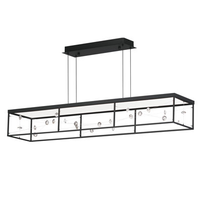 Luminaire suspendu rectangulaire à 1 lumière DEL avec accents en cristal Aliciana