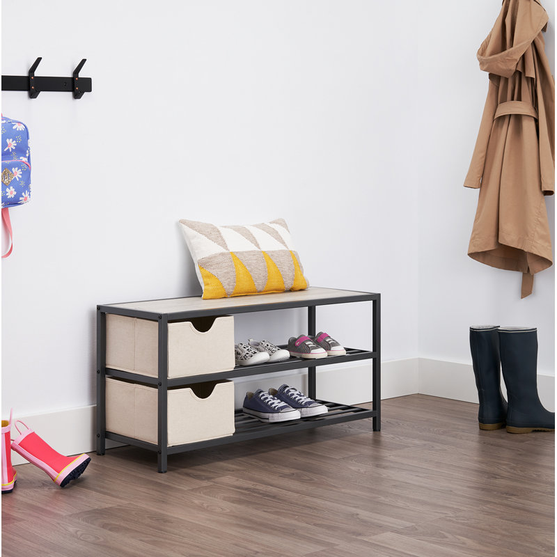 Banc de rangement pour 6 paires de chaussures, gris