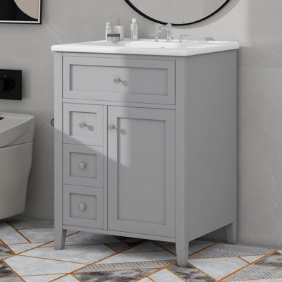 Meuble-lavabo 24 po avec lavabo, 3 tiroirs et armoire avec tablettes réglables